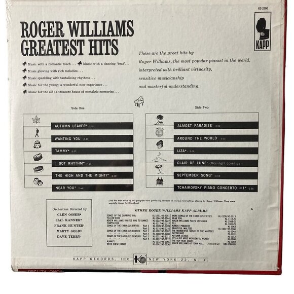 Roger Williams Greatest Hits Vinyl Record Album LP Brand New Factory Sealed 1962 - Picture 2 of 2